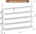 Shoe Rack 5 Tier Shoe Organizer Shoe Storage 20-25 Pairs for Closet White Shoes Rack Organizer Entryway Space Saving Shoe Shelf Shoes Stand Large Tall Shoes Tower Bedroom Garage Door