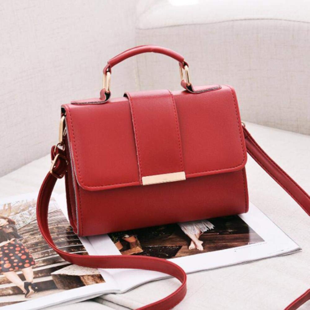 Summer Fashion Women Bag Leather Handbags PU Shoulder Bags Small Flap Crossbody Bags for Women Messenger Bags,Red,20x15x6cm
