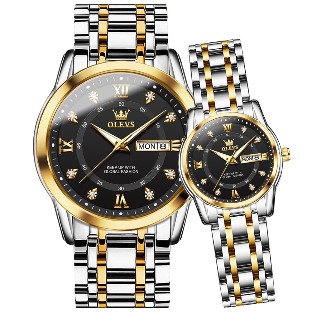 OLEVSCouple Watch Valentines Couple Matching Watches His and Her Couple Set Wrist Watch Men and Women Lovers Wedding Romantic Gifts Set of 2