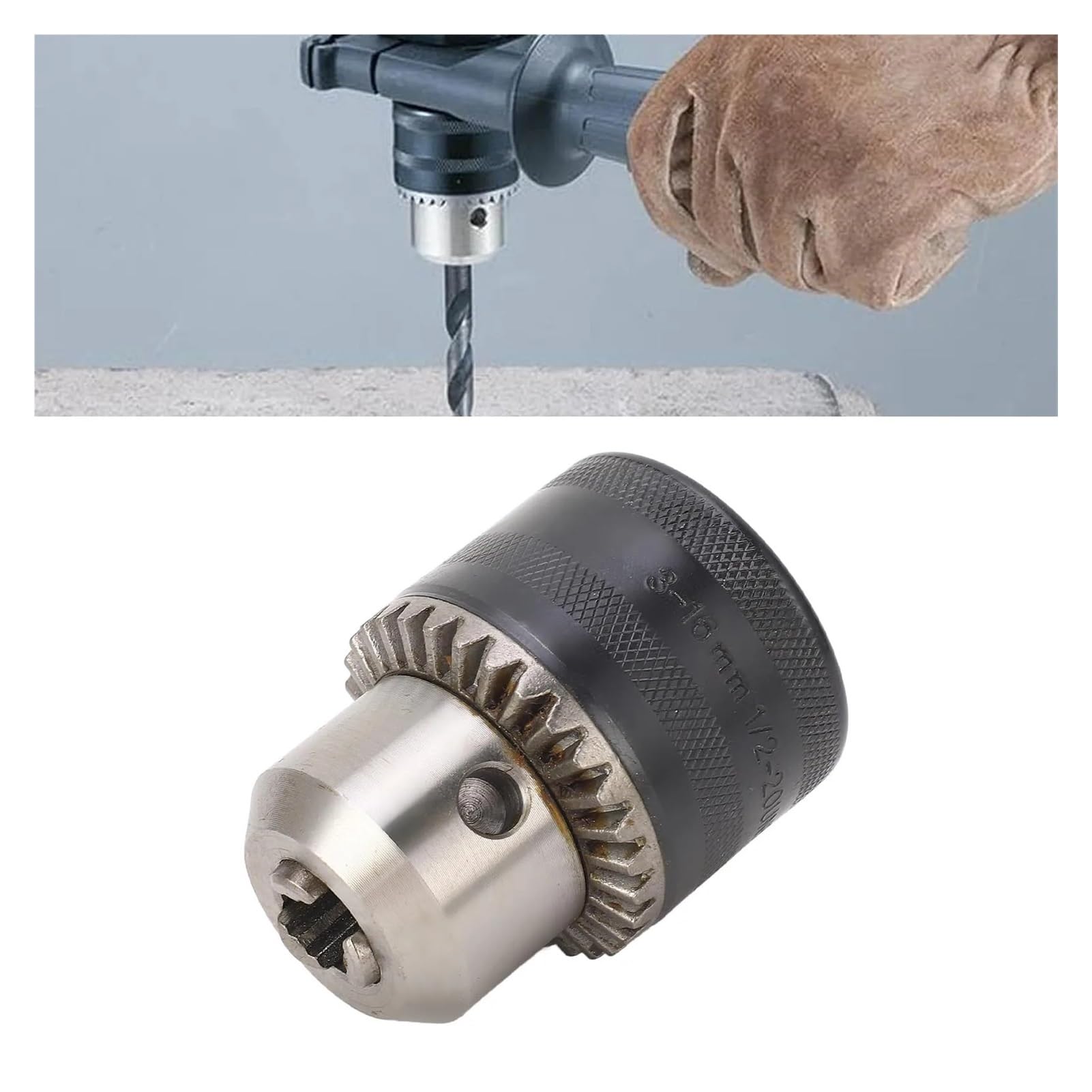 mandrino a chiave Kit adattatore for mandrino autoserrante con chiave da 3-16 mm Filettatura 1/2-20UNF 3 ganasce for trapani elettrici con avvitatore a percussione