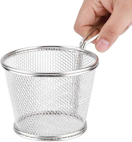 Miniatura 5 de Cesta para freír profundamente, mini chips de acero inoxidable, cestas para freír alimentos, colador de presentación de alimentos, herramienta de