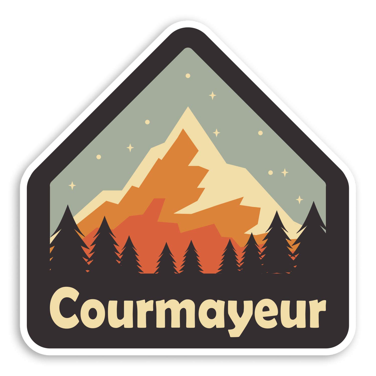 Destination Vinyl Ltd Multi 2 X 10Cm Courmayeur Italy Vinyl Stickers - Ski Skiing Luggage Sticker #34739 (10Cm Wide)