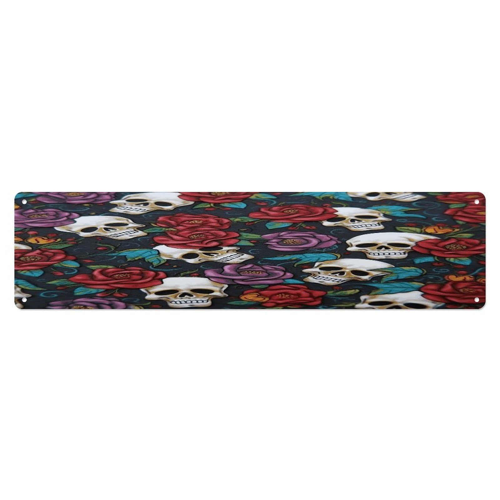 Adfgyerh Style Sugar Skull Flowers Wall Decor Aluminum Waterproof. Plaque, Practical Gift,Sign 15.7X3.9 Inch Poster,For Home, Office, Business, Garage– Indoor/Outdoor