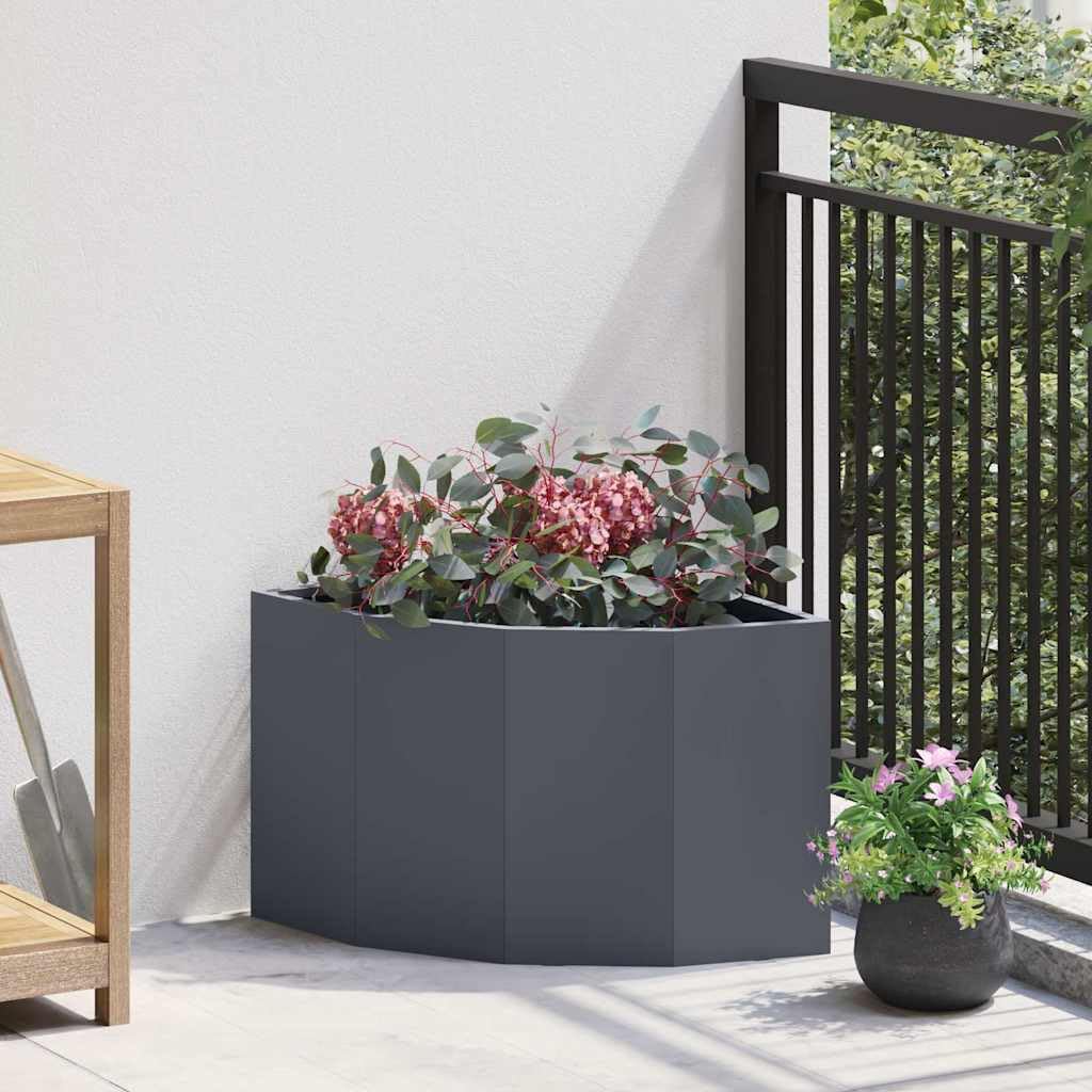 Parterre de jardin et jardinière d'angle anthracite, boîte de jardin en acier durable