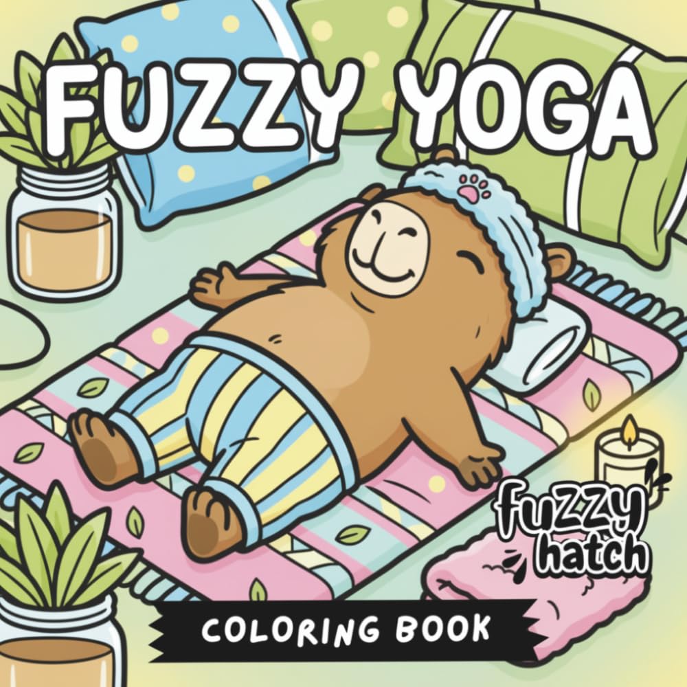 Fuzzy Yoga - A Bold and Easy Coloring Book: Cute Animals Practicing Mindfulness and Simple Yoga Poses, Cozy Designs for Stress Relief | Bold Lines for Adults, Seniors and Teens