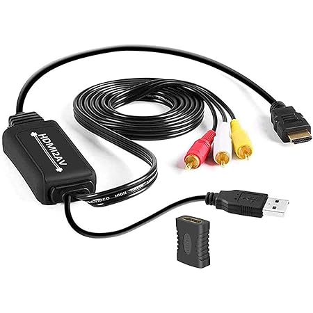 Lapetus HDMI to RCA Converter Adapter Cable, 1080P HDMI to AV 3RCA CVBs Composite Video Audio Supports for PC, Laptop, Xbox, HDTV, DVD