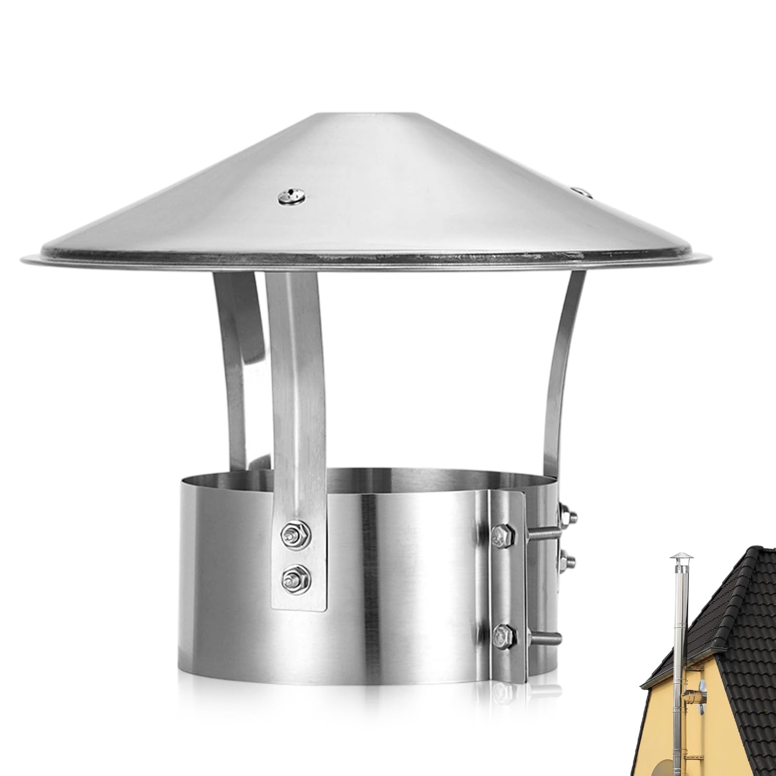 Schornsteinabdeckung Edelstahl Kaminlochdeckel, 180mm Regenhaube FüR Schornstein Wasserfeste Schornsteinabdeckung Regenhaube EntlüFtungshaube Schornsteinschutz