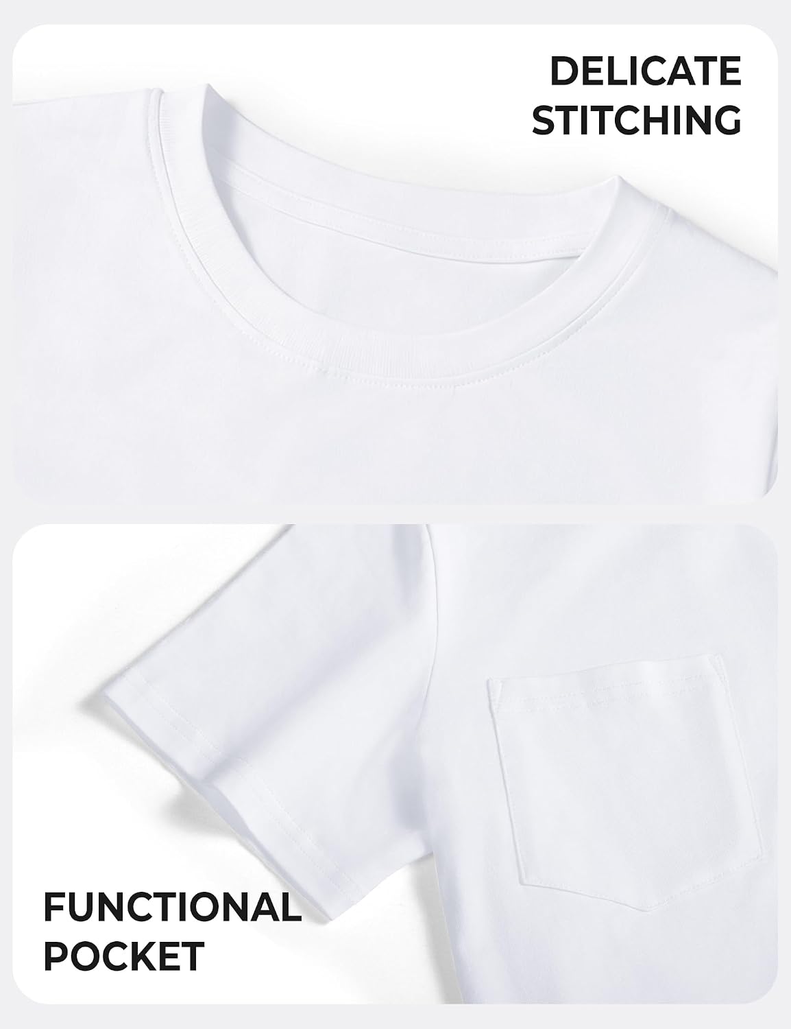 BOOPH Boys T Shirts Kids Short Sleeve Shirts Basic Crew Neck Tshirts Pocket