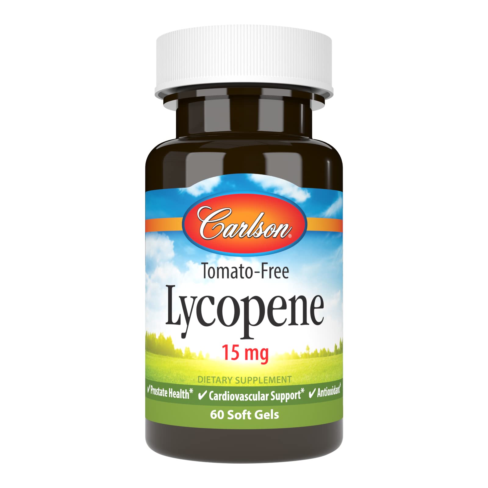 Carlson - Lycopene, 15 mg, Tomato-Free, Prostate Health & Circulation Support, Optimal Wellness, 60 Softgels
