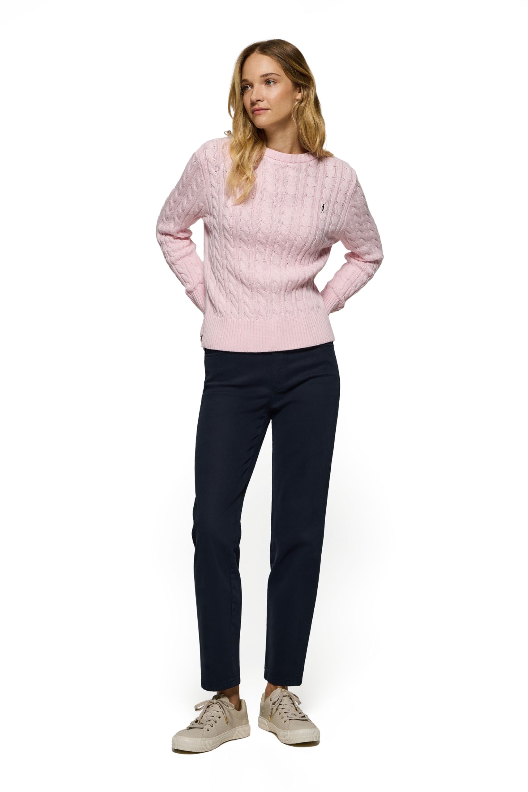 Polo Club Zopfpullover mit gesticktem Rigby Go-Logo - Damen - 100% Baumwolle
