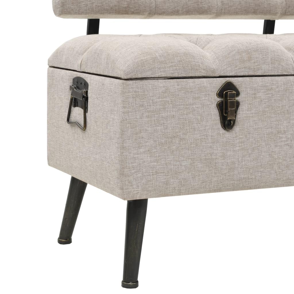 vidaXL Sitzbank mit Stauraum Rückenlehne Sitztruhe Truhenbank Bank Polsterbank Flurbank Aufbewahrungsbox Aufbewahrungsbank 110cm Creme Stoff
