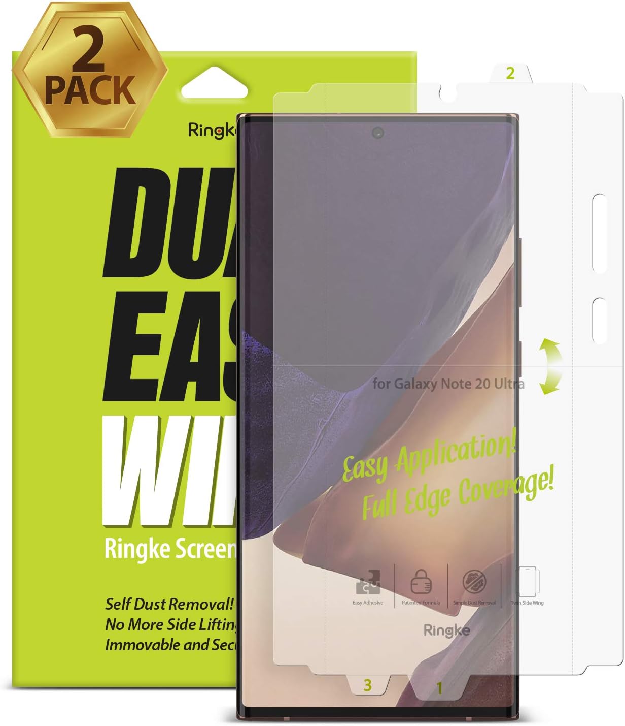 Ringke Dual Easy Wing (2 Pack) Screen Protector Compatible with Galaxy Note 20 Ultra Case 5G (2020)