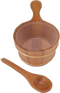 Jopwkuin Barril de madeira para sauna, sauna, à prova de vazamento, multiuso 4L com concha para chuveiro para piscina