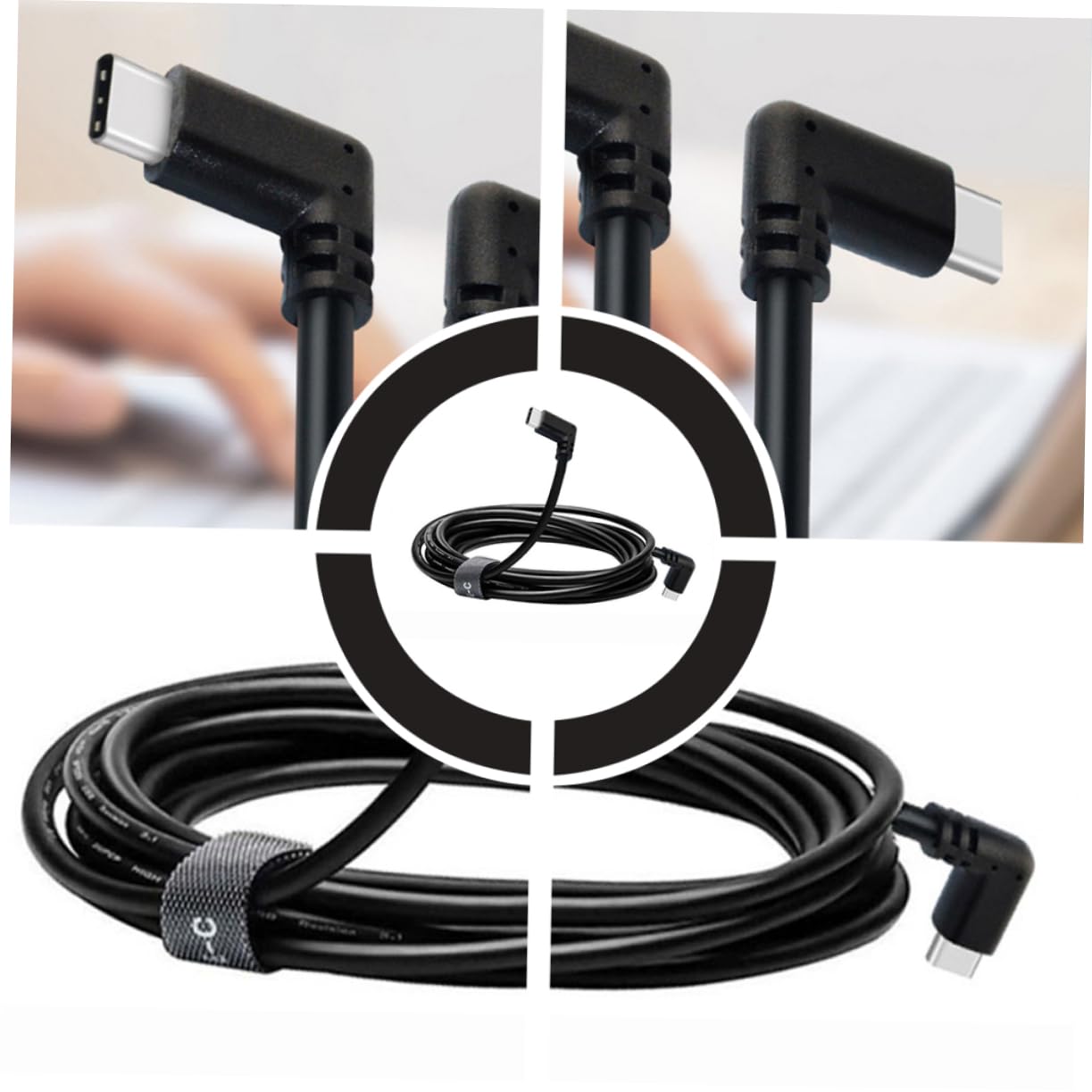 Housoutil 3 Pz oculusquestvrlinkcabledp di ricarica rapida da 3 m cavo di tipo c cavo USB c addominali Black
