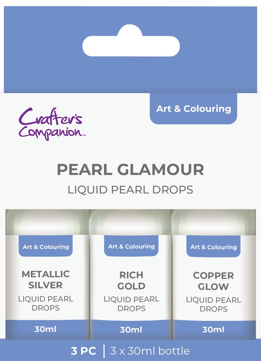 Crafter's Companion Liquid Pearl Drops - Pearl Glamour - Pack of 3-30ml Each Bottle