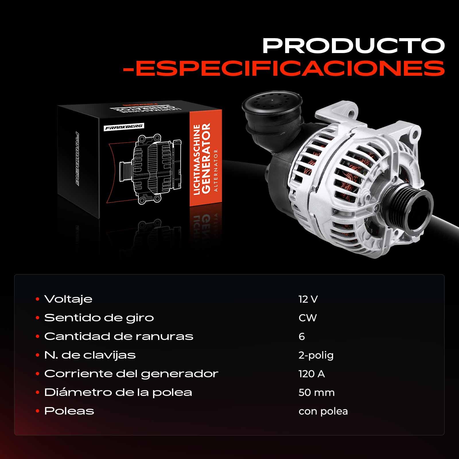 Frankberg generador alternador | Compatible con: Serie 3 E46, Serie 3 Compact E36, Serie 3 Coupé E46, Serie 3 Touring E36, Serie 3 Convertible E46