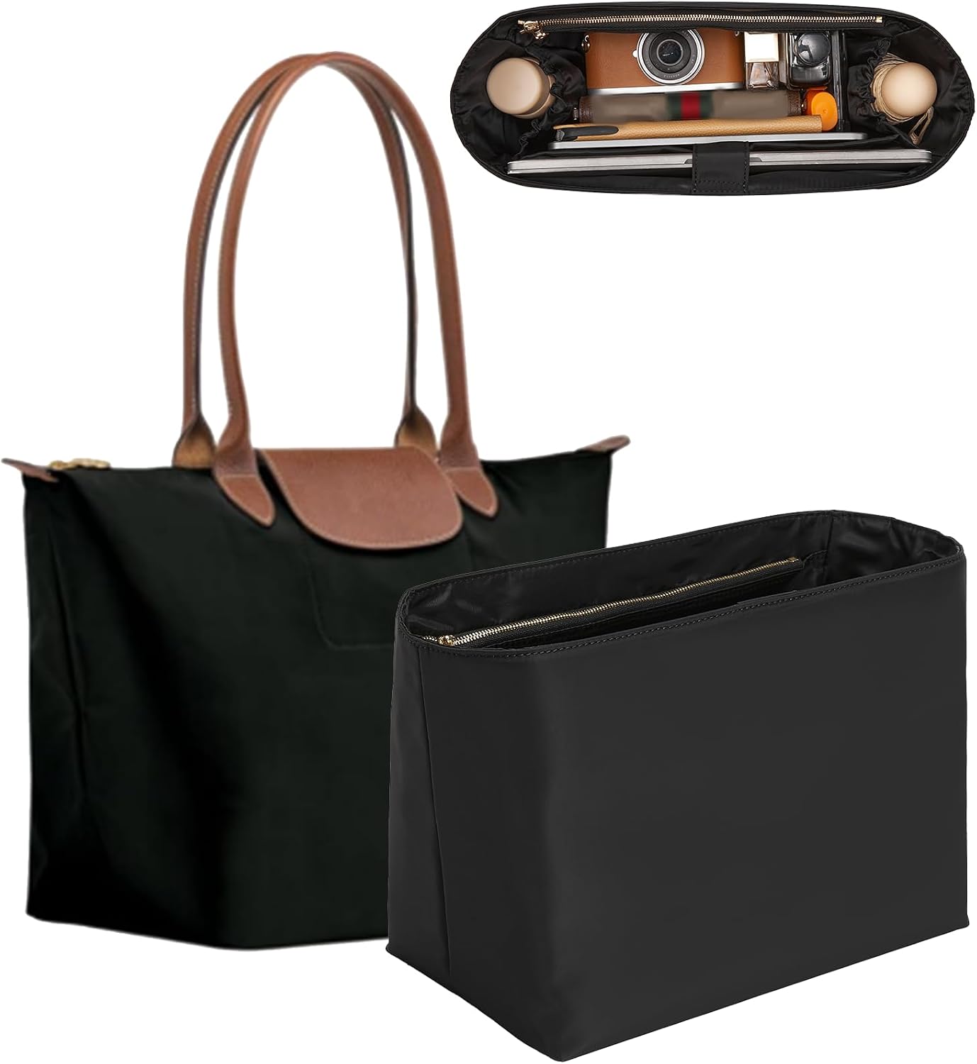 Laptop Sleeve Bag Organizer for Longchamp Le Pliage Large, Black