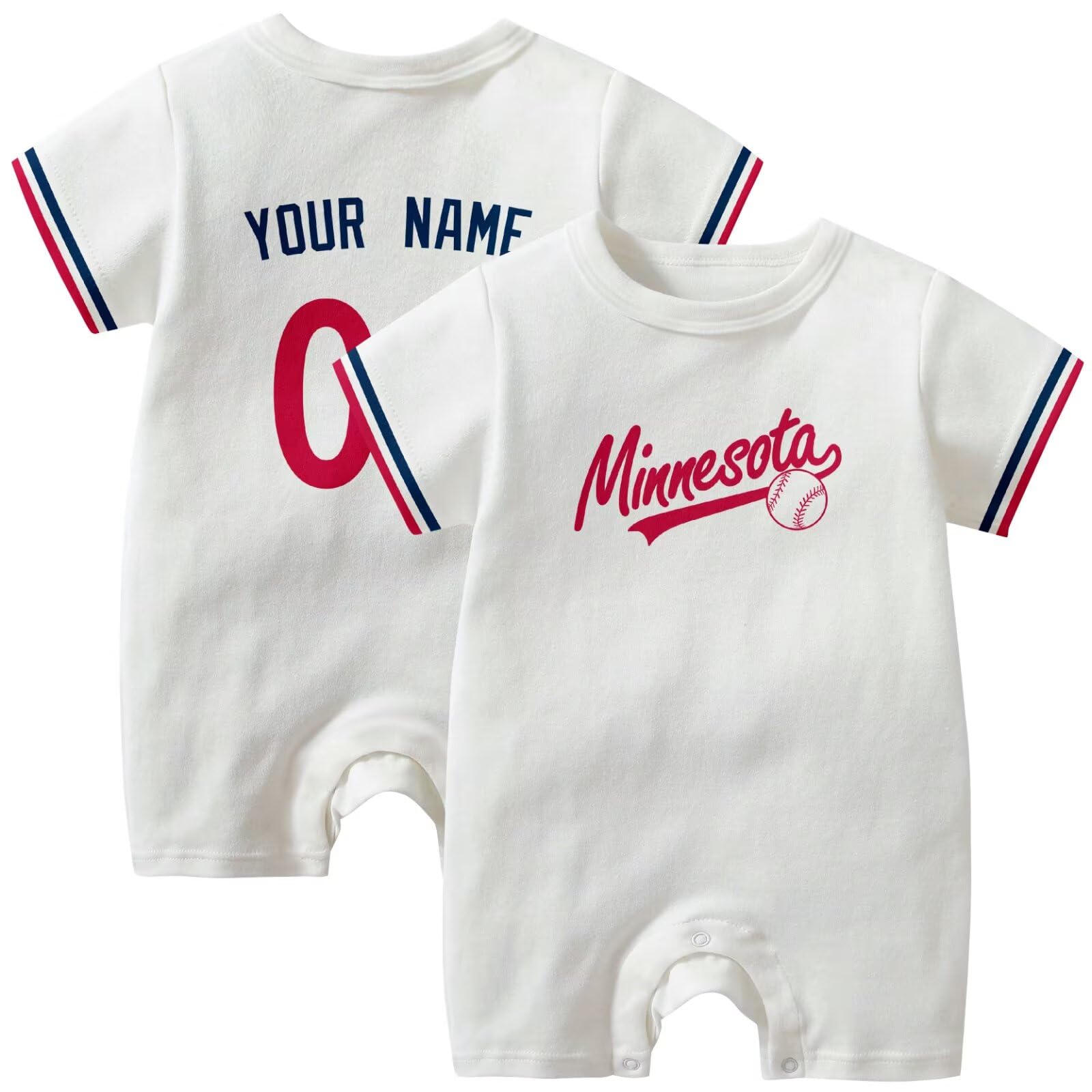 KREDE Baby Clothes Unisex White Bodysuit Rompers Custom Name Number for Baby Boys