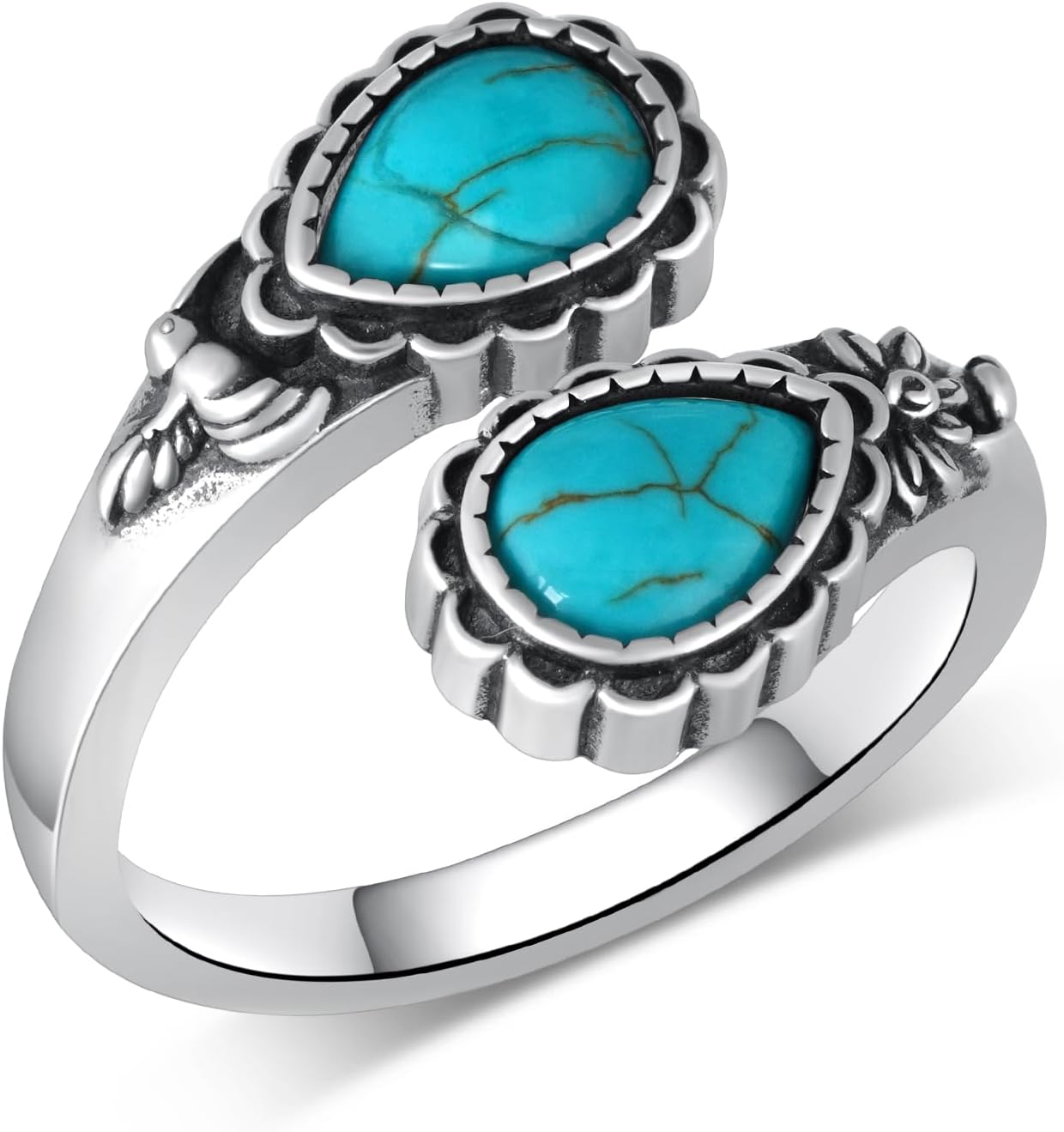 Genuine Turquoise Thumb Rings for Women 925 Sterling Silver Turquoise Hummingbird Ring Vintage Nature Turquoise Jewelry for Women