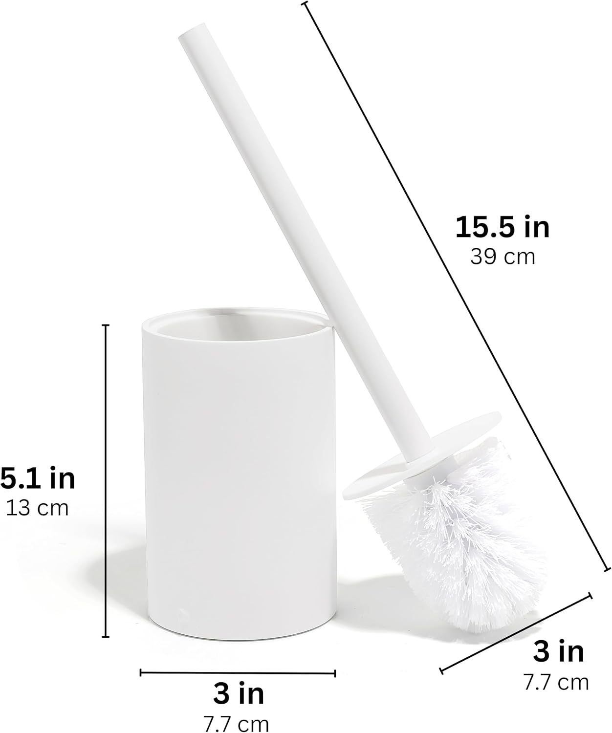Yew Design Matte White Toilet Bowl Brush for Bathroom with Holder - Bathroom Cleaner Scrubber with Sleek Design, Sturdy, and Durable Bristles