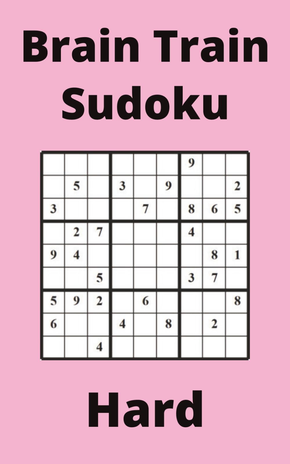 Pink Brain Train Sudoku Book, 9x9 Puzzles, 50 Pages, 5x8, Hard