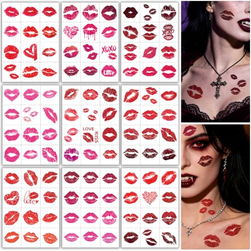 CHARLENT 108pcs Tatouages Temporaires Paillettes Marque Baiser Sexy Bachelorette