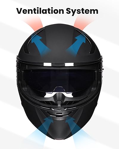 Miniatura 3 de ILM Casco de Motocicleta para Adultos con Doble Visera Abatible Modular de Cara Completa Certificado DOT Modelo WS206 (Negro Mate, Mediano)