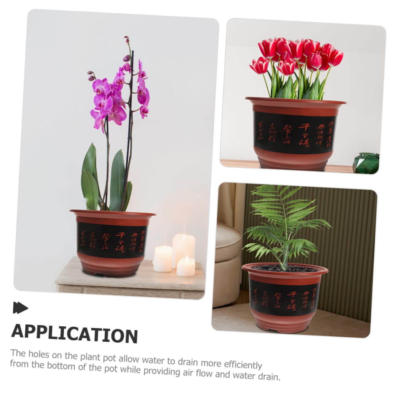 2pièces Pots à Orchidées Plastique Jardinière pour Plantes Succulentes Et Cactus Drainage Couleur Brique pour Intérieur Et Extérieur