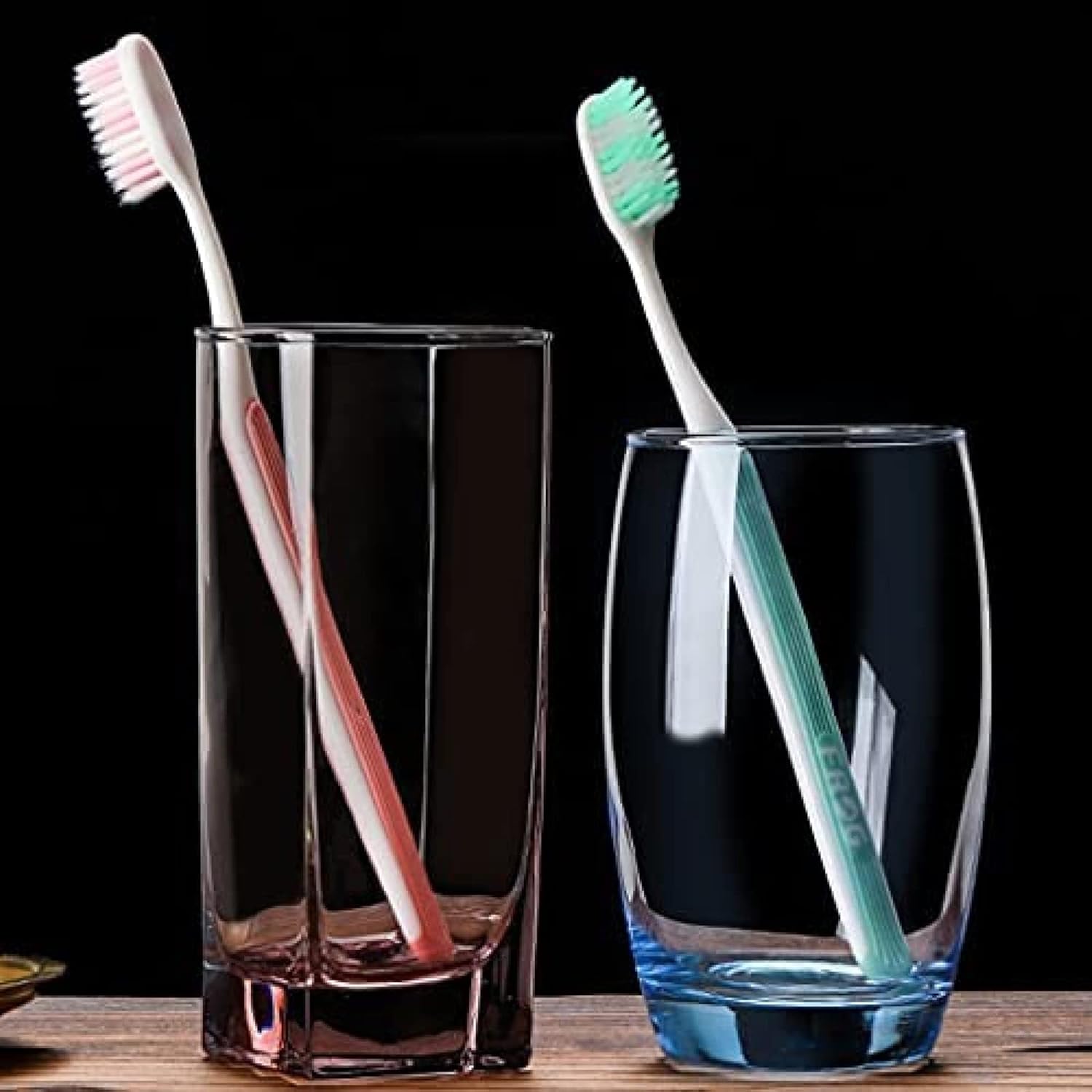 Bathroom Accessories Set Transparent Stained Glass 1 Pair Bathroom Tumbler Cup Couples Drinking Cups Suitable For Homestay Hotel Home Etc,6.5x6.5x12.2cm