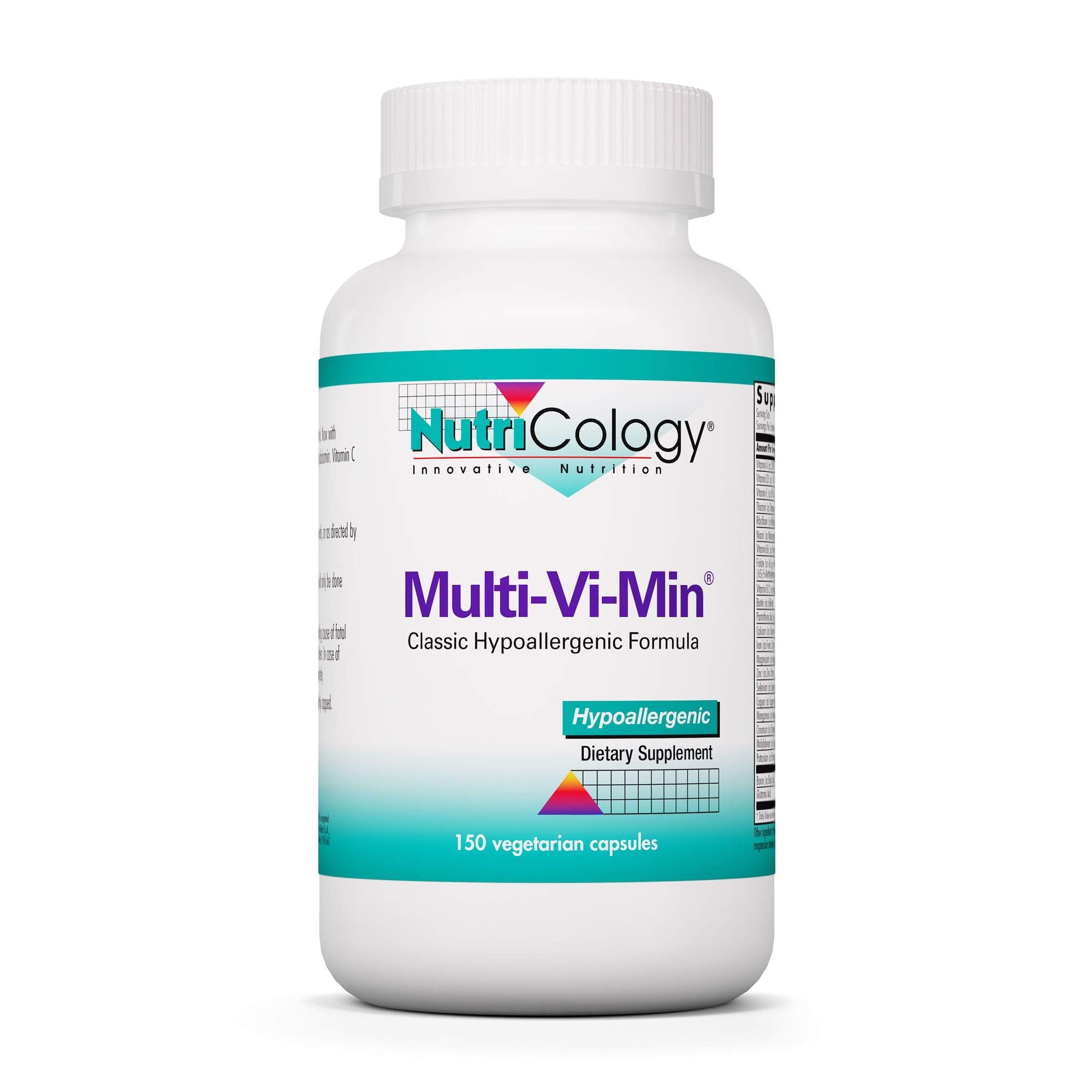 Nutricology Multi-Vi-Min Supplement - Multivitamin for Men & Women, with Iron, Daily Vitamins, for Adults, High Potency, Bioavailable, Vegetarian Capsules - 150 Count