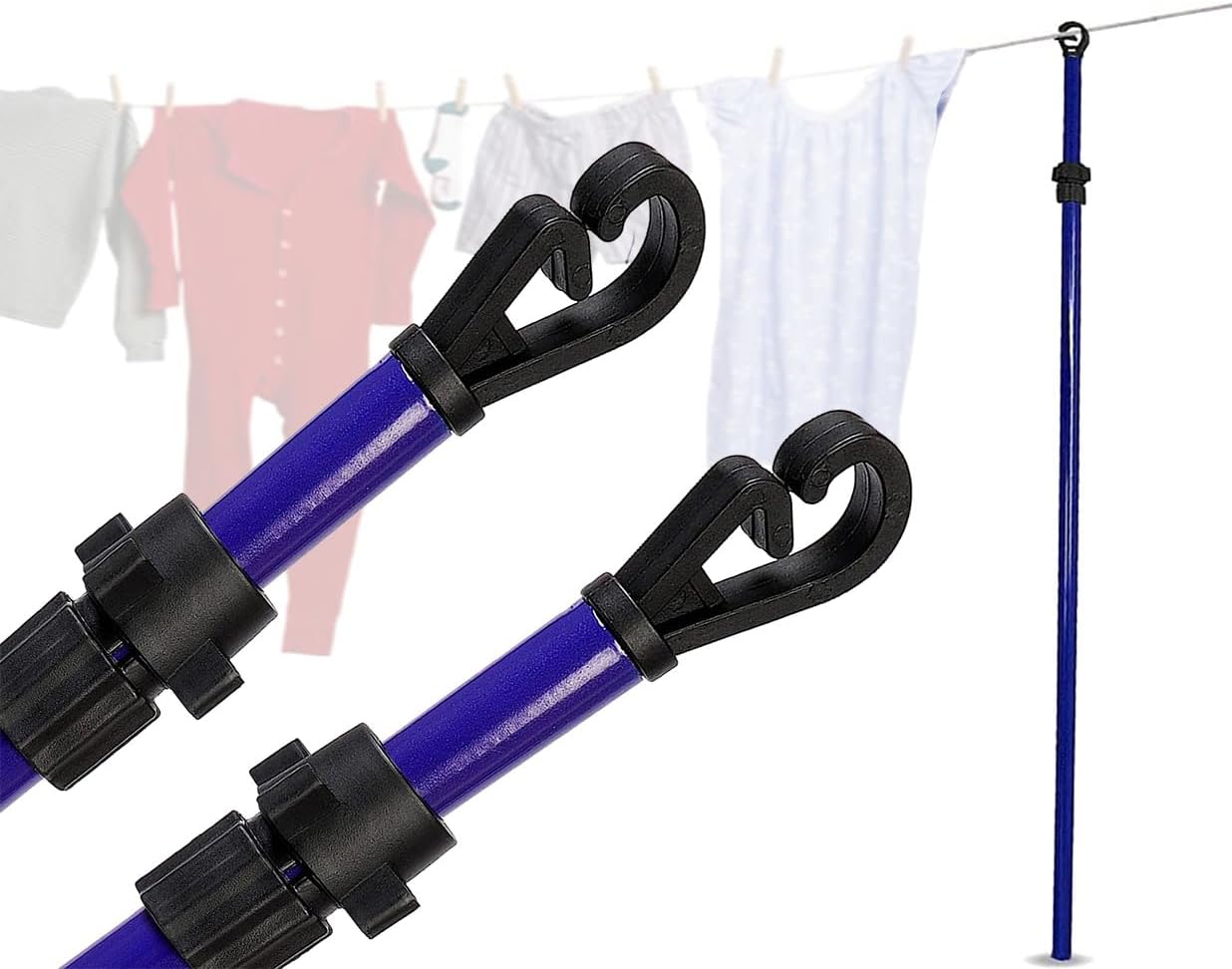 Pack of 2 Heavy Duty 2.4 M Extendable Telescopic Washing Line Prop