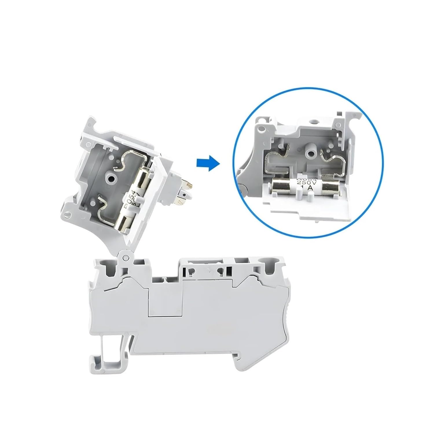 ST 4-HESI Fuse Terminal Block, Gray 5x20mm Lever-Type Non-LED Fuse Holder for NS35 DIN Rail