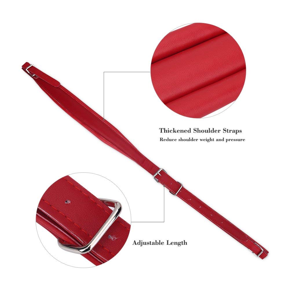 VGEBY1 Sangles Accordéon, Ensemble de Bretelles d'Epaule en Cuir Synthétique Ajustable et Ajustable pour Un Accordéon de Basse 16-120(Rouge)