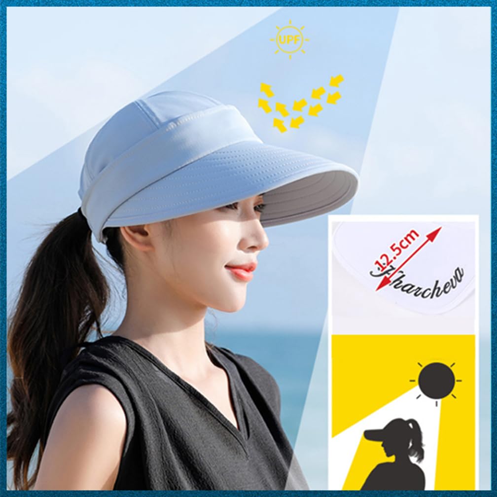 Gorra con visera deportiva para verano, gorro para el sol, desmontable, para mujer, ala ancha, plegable, sombrero de playa, viaje, protección UV, gorra de béisbol, piscina, camping, pesca, jardinería