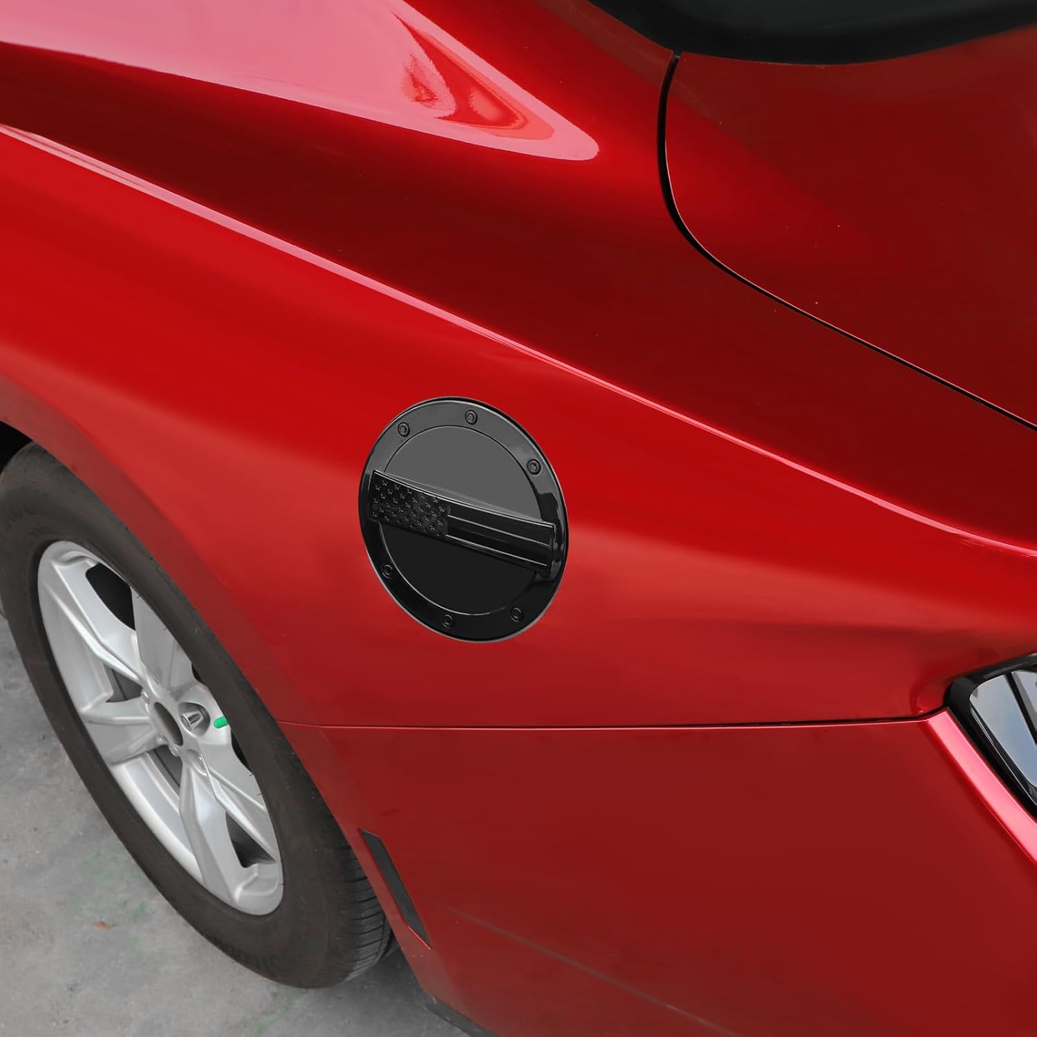 Gas Cap Fuel Door Gas Cap Cover Fit for Ford Mustang 2024-2026+ (Black Flag