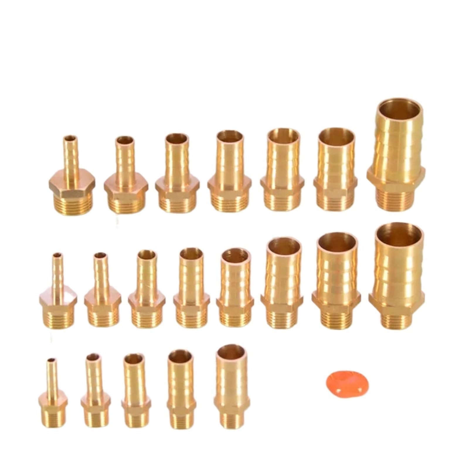 SQQCREATO Brass Hose Connector Brass Pipe Fitting Hose Barb Tail 1/8" 3/8" 1/4" BSP Male Connector Joint Copper Coupler Adapter(1l2BSP 19mm Barb M)