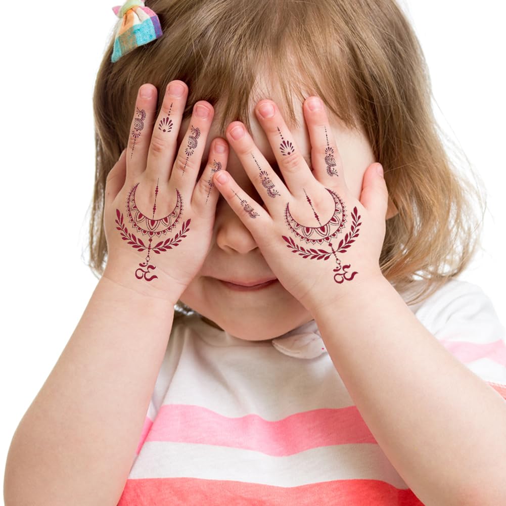 XMASIR Temporary Tattoo Stickers for Kid 12 Pair Hands Brown Body Art Stickers Waterproof Fake Tattoos for Boys Girls Party Decor - Image 3