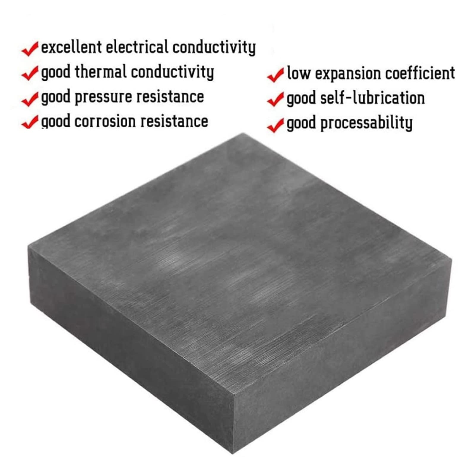 Bloque de grafito, placa de grafito de alta pureza al 99,9%, para fundición de metales, forma de bloque de grafito, largo 200 mm, ancho 100 mm, espesor,15 mm