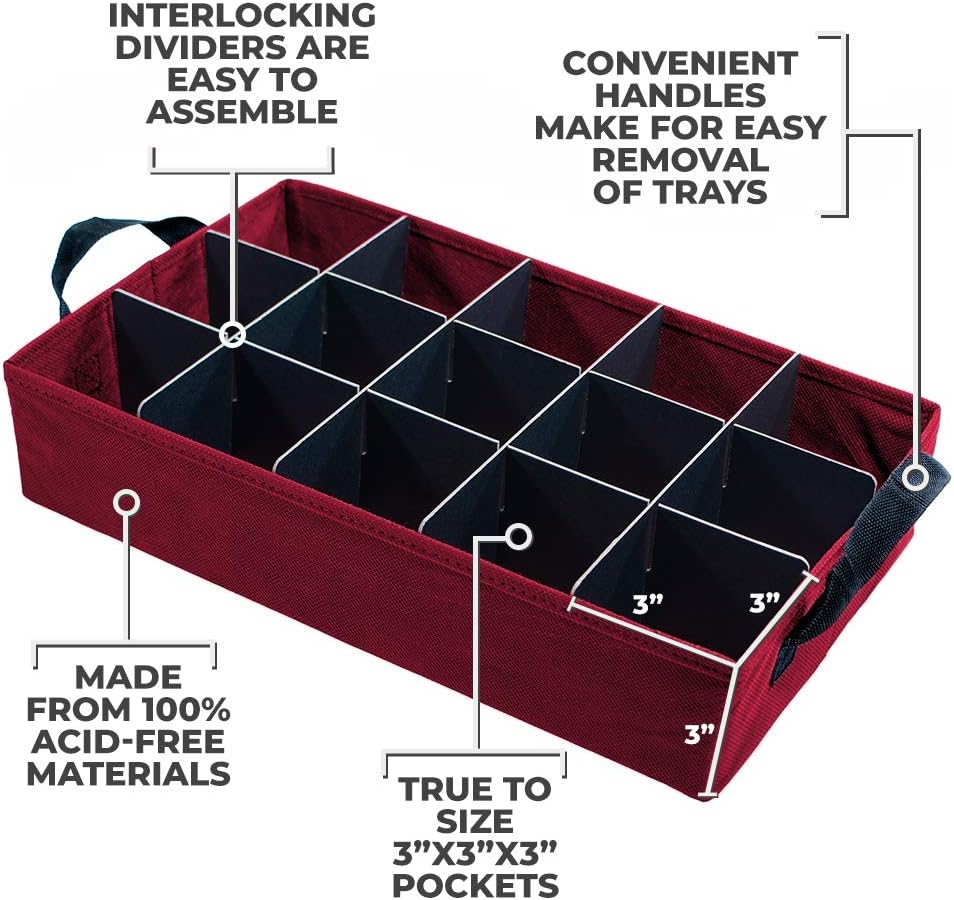612 Vermont Christmas Ornament Storage Box with Adjustable Acid-Free Dividers, 4 Removable Trays with Handles, 16.25 Inch x 10 Inch x 13 Inch, Holds 60-3 Inch Ornaments - Image 4