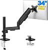 Brazo de escritorio para monitor único para pantallas de 17-34", soporte VESA que soporta 22 lbs | Ajustabilidad de movimiento completo, inclinación de +90 a -45°, giro de 180°, rotación de 360°, compatible con VESA estándar de 75x75mm y 100x100mm 1