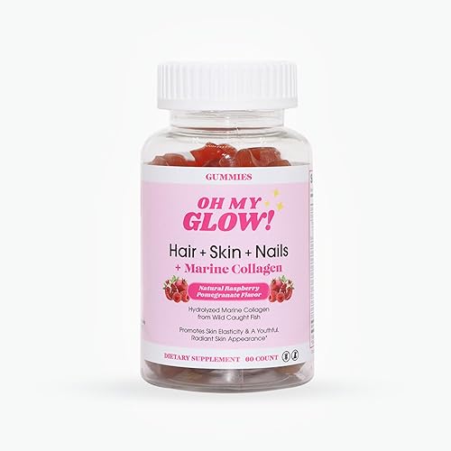 Cabello, piel y uñas + colágeno marino, sin gluten, gomitas sin OMG, granada de frambuesa
