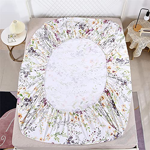 Rynghipy 4Pcs Farmhouse Garden Floral Print Bed Sheet Set Luxury Egyptian Cotton Bed Sheet Collections (Floral,King Size) #TOP4