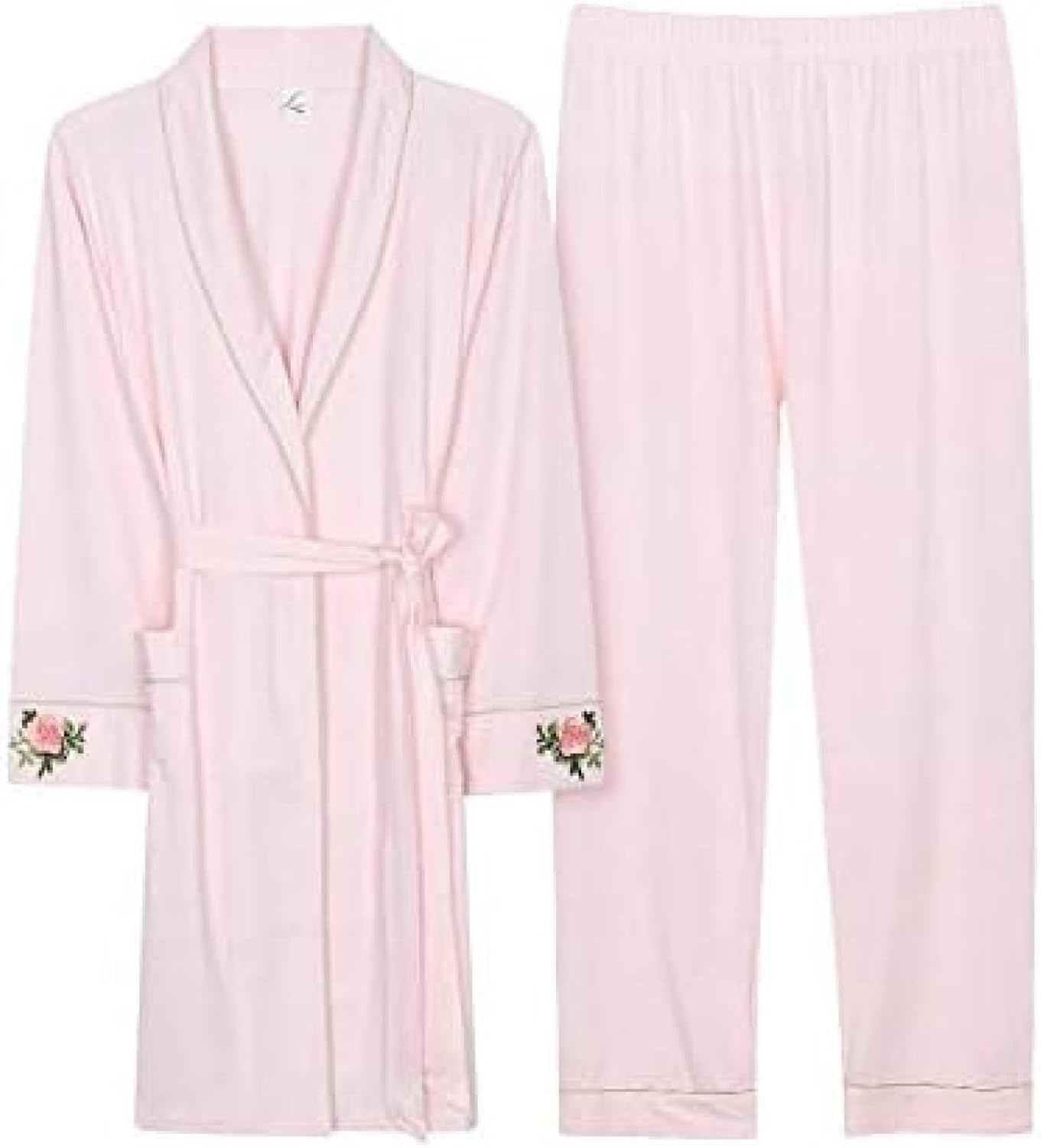 Spring Summer Couple Pajamas Sets Robe + Pants 2PC Cotton Modal Women Robe Suit Full Sleeve Sleepwear Pijamas Homewear,A,3XL