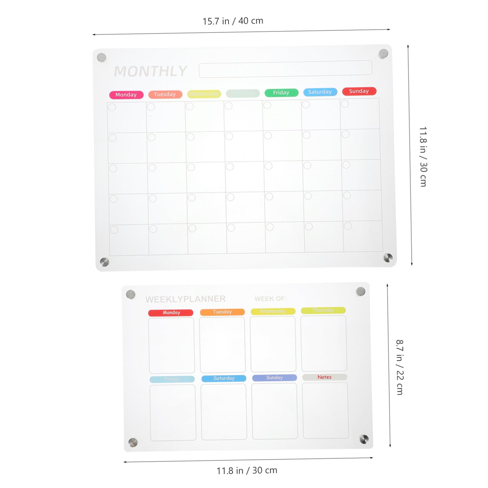 Lavagna Trasparente per Frigorifero Lavagnetta Cancellabile Riutilizzabile con Calendario Mensile e Settimanale Planner con per Cucina e Ufficio con Pennarello e Panno Superficie