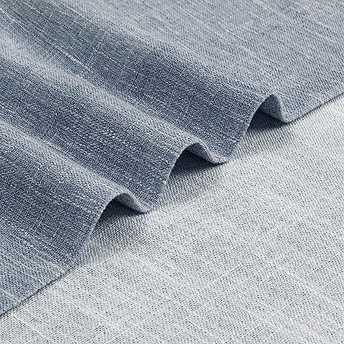 Image of Vision Home Blue Pinch Pleated Semi Sheer Curtains Textured Light Filtering Window Curtains 108 inch for Living Room Bedroom Rayon Blend Chambray Blue Pinch Pleat Drapes with Hooks 2 Panels 40 inchWx108 inchL