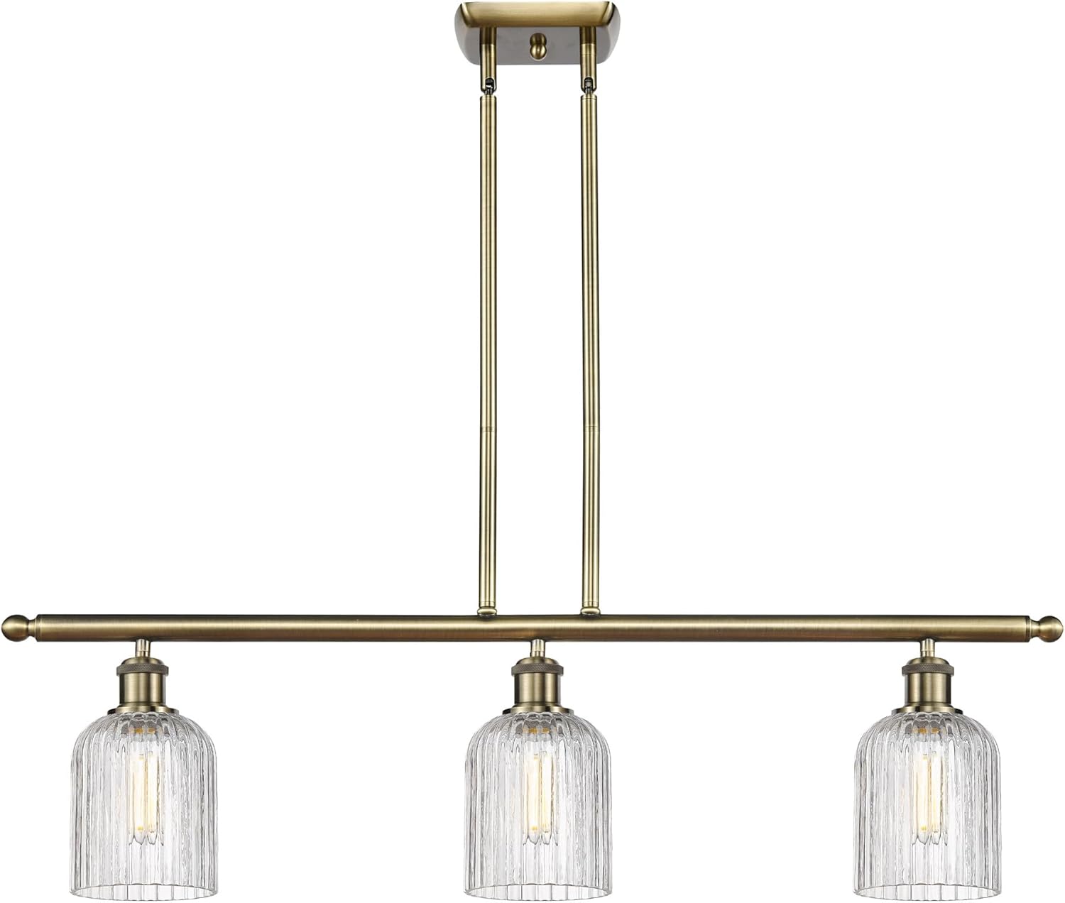Innovations Lighting 516-3I-AC-G559-5CL Bridal Veil - 3 Light Stem Hung Island in Art Deco Style-9.5 Inches Tall and 36 Inches Wide, Finish Color: Antique Copper