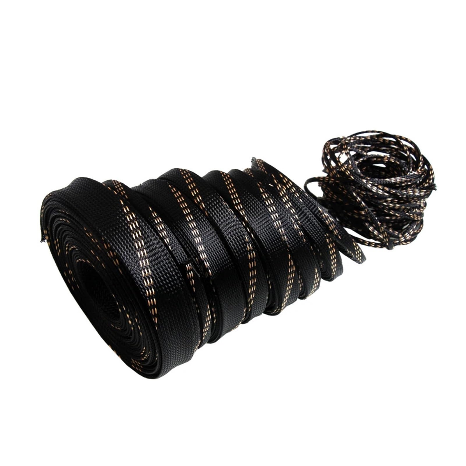 Gaine Cable Manchons tressés isolants 1/5M/10/20M Noir + Or 4/6/8/10/12/15/20/25mm Protection de Fil Câble Gaine tressée hautement Extensible(20mm,20M)