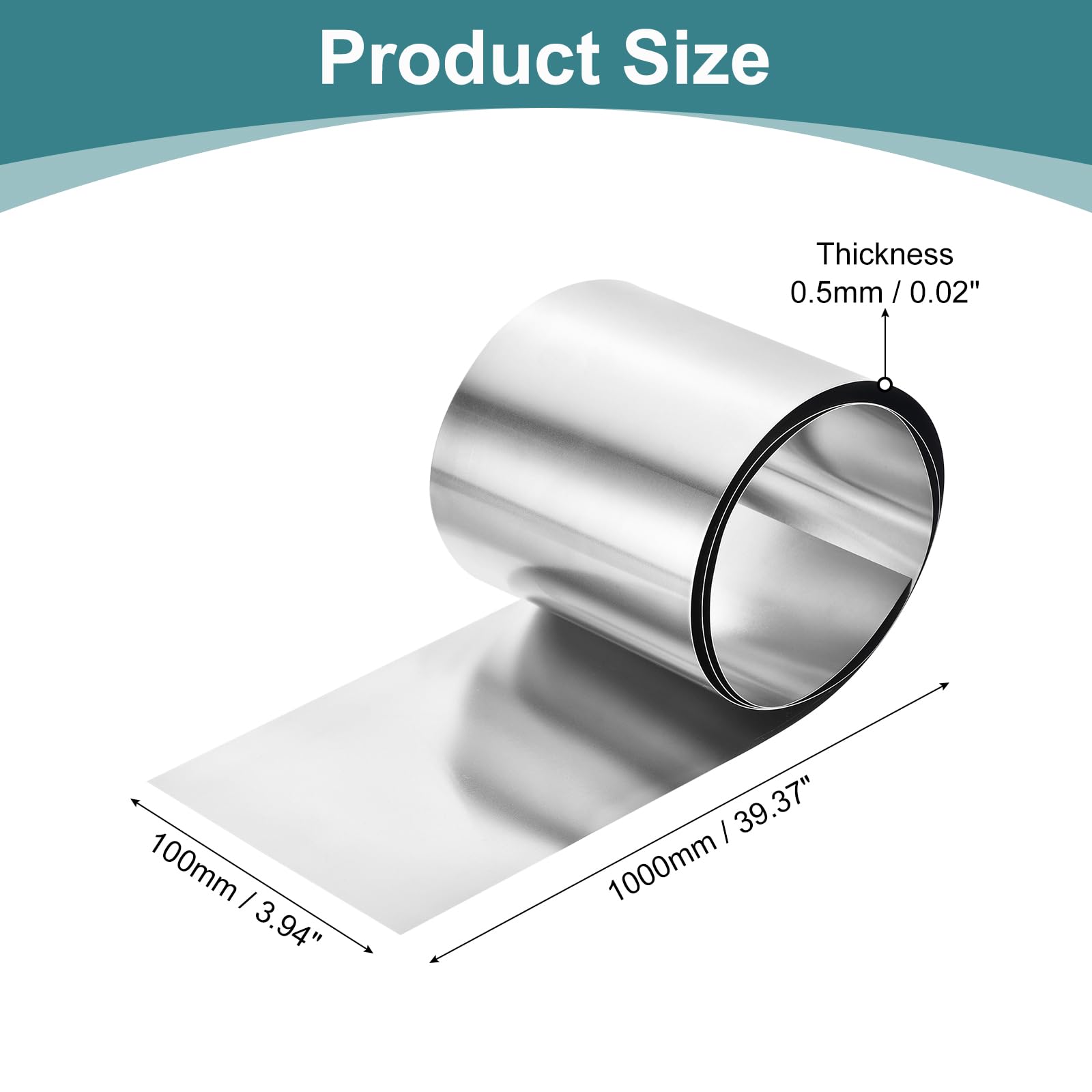 QUARKZMAN 1 Pcs Feuille Nickel naturel, Plaque Nickel 99.6% naturel Bande Nickel 0.02"x3.94"x39.4"(0.5x100x1000mm) Anode Nickel Pour Électrodéposition Laboratoire Scientifique Industrie