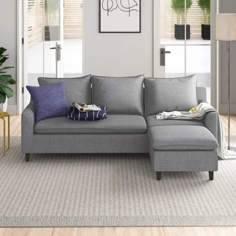 Linara 3 Seater Fabric L Shaped Sectional Sofa Set for Living Room (Right Side,Grey)-image-17