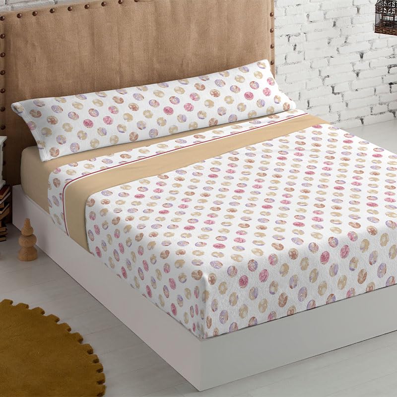 Rufino Díaz Juego Sábanas Invierno 3/4 Piezas Coralina Sonja - Beige, 180 cm (con Dos almohadones)